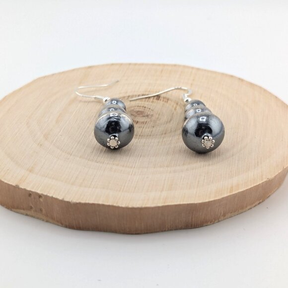 Navajo Pearls Graduated Sterling Silver Dangle Earrings Saucer Beaded Jewelry ** - Picture 8 of 10